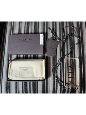 Valentino Phone Case iPhone 11 Pro, VLTN Acrylic Clear, Box and Dust Bag Strap